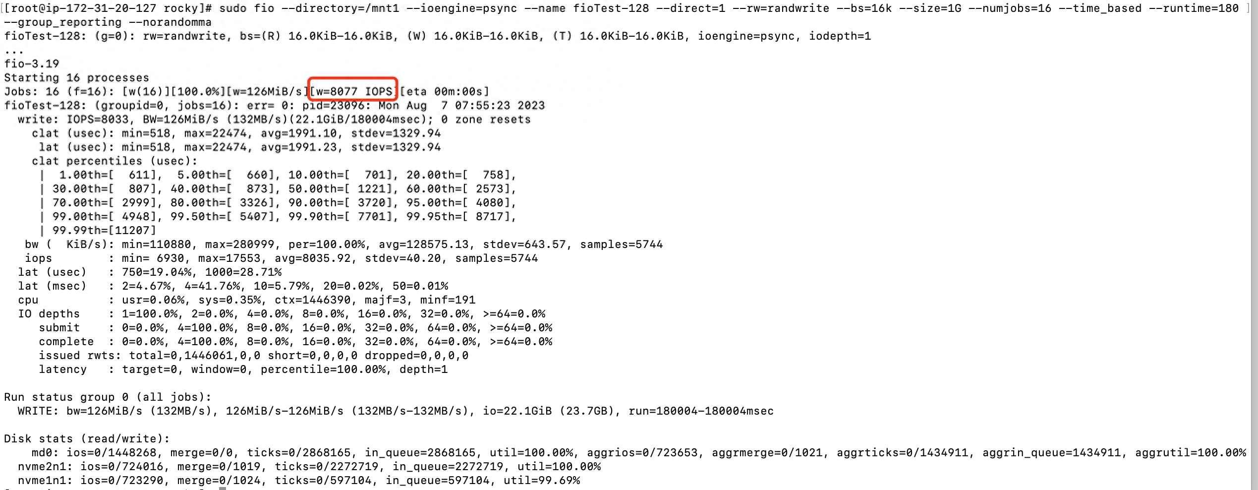 重新对 raid卷进行测试