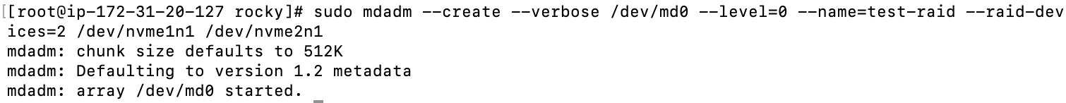 通过 mdadm 命令创建 raid0